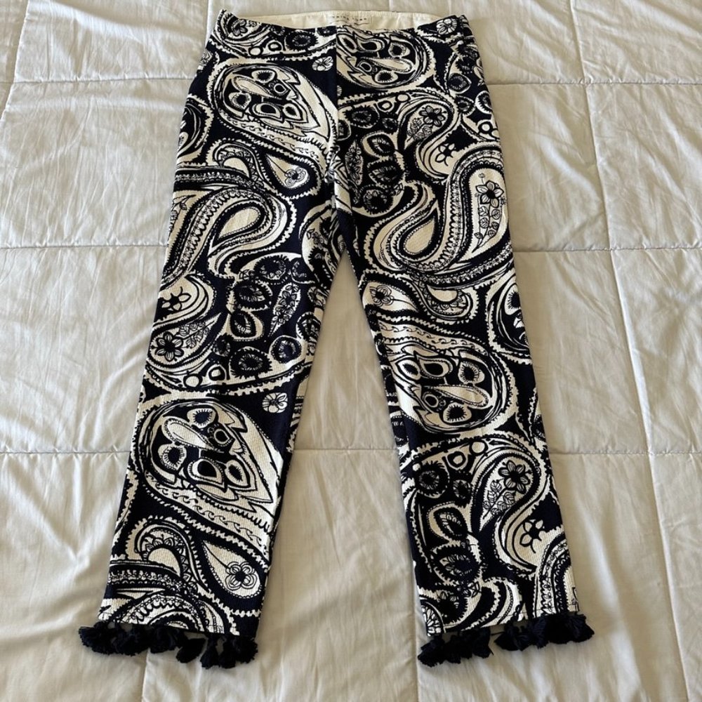Trina Turk Black and White Paisley Cropped Pants
